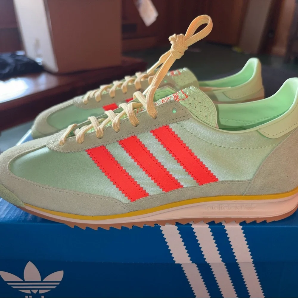 Adidas SL 72 OG - soft neon green/yellow and neon orange stripes - Picture 4 of 7